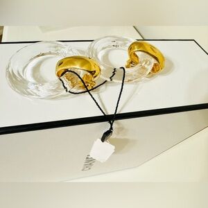 KENNETH JAY LANE 22K Goldplated & Clear Resin Doorknocker Clip-On Earrings